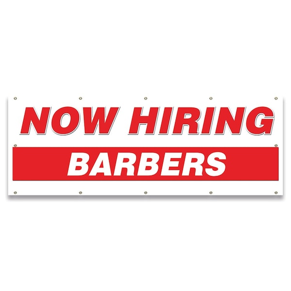 Signmission Now Hiring Barbers Banner Apply Inside Accepting Application Single Sided B-120-30200 - main